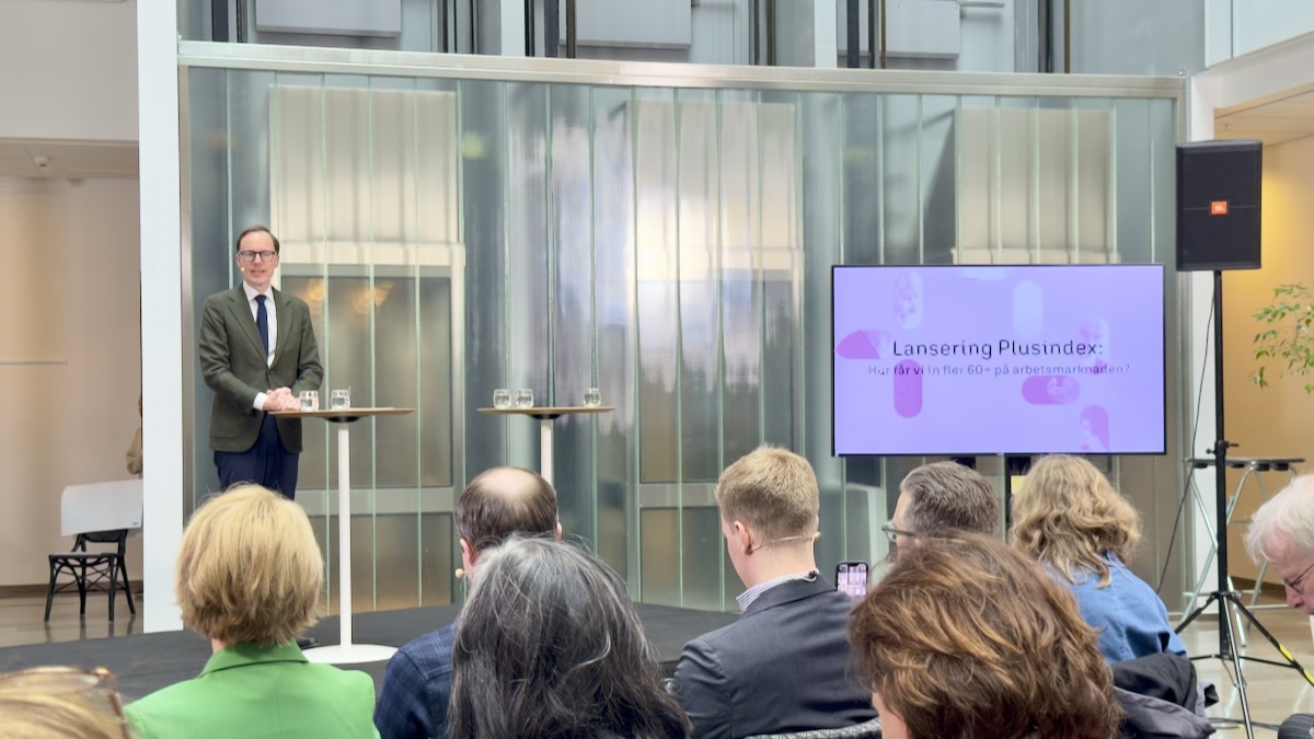 Arbetsmarknads- och integrationsminister Mats Person hos Skandia / Pluskommissionen